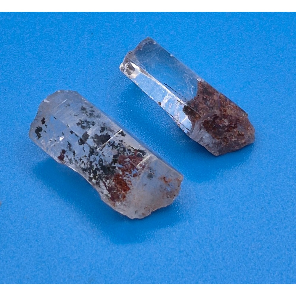Quartz Crystal Points with Hematite Inclusions Clear Red Natural Specimen 2pc